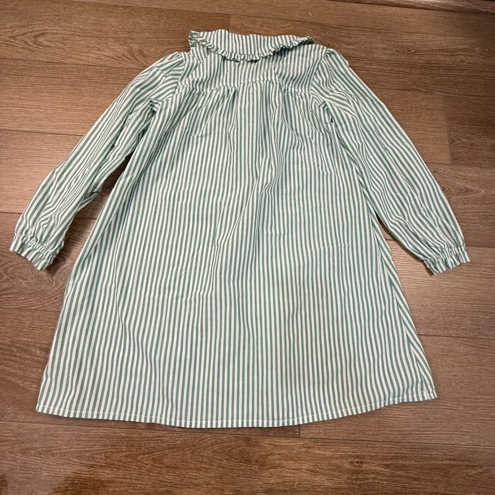 J. Crew Crewcuts Girls Long Sleeve Nightgown in Green Stripe XL 12/14 Polyester